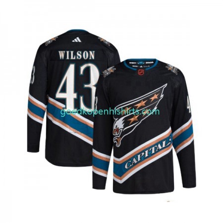 Washington Capitals Tom Wilson 43 Adidas 2022-2023 Reverse Retro Zwart Authentic Shirt - Mannen